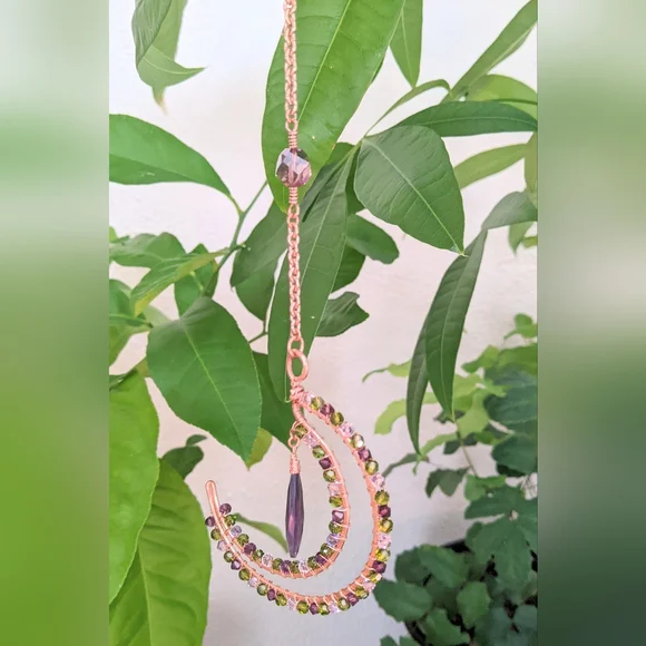 Swarovski Copper Moon Ornament Celestial Crystal Handmade Home Decor - Picture 7 of 14